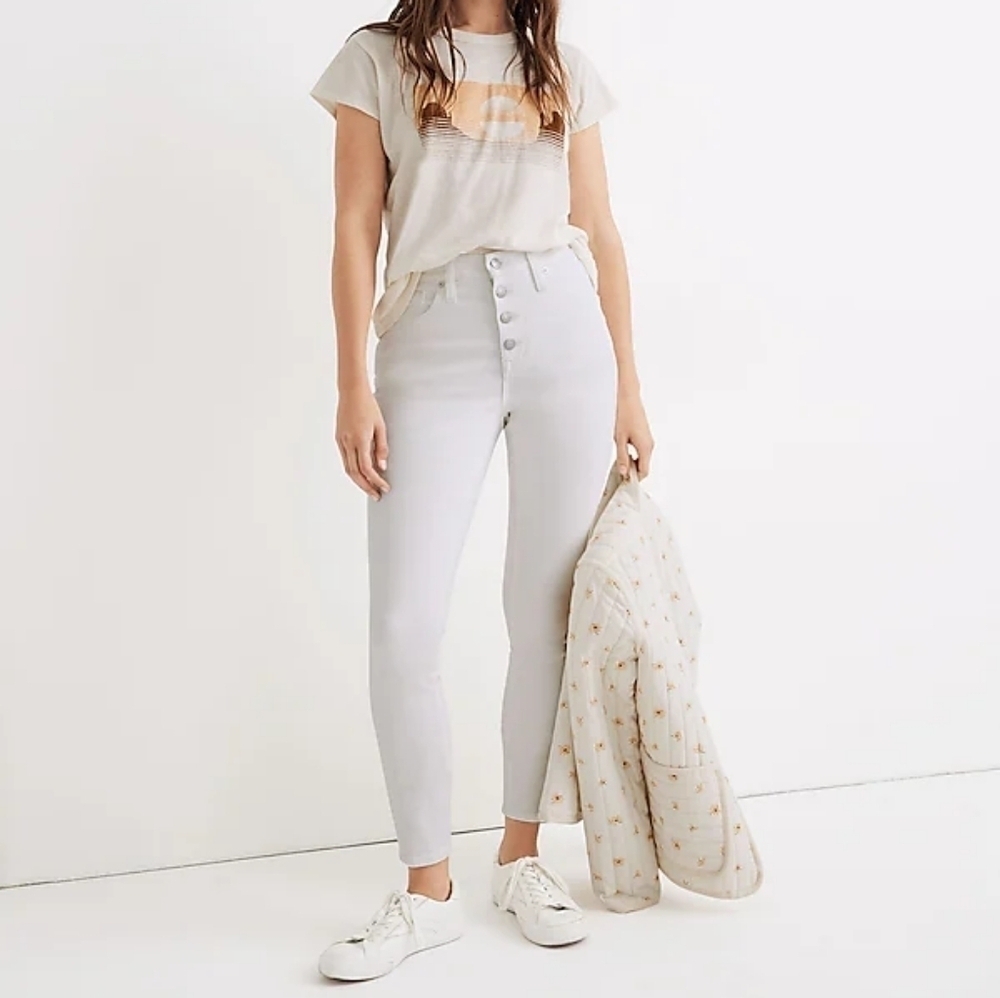 Madewell Pure White Curvy High-Rise Skinny Crop Jeans 27